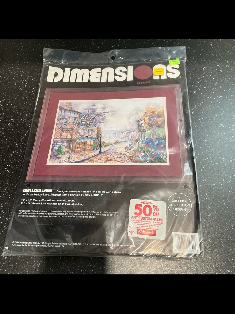 dimensions brand new vintage 1994 wellow lane crewel embroidery kit